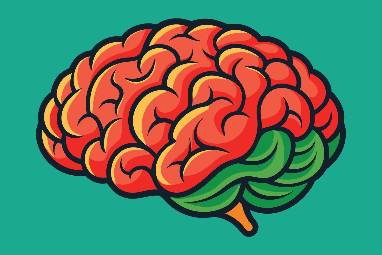 Vibrant Illustration of a Human Brain vector