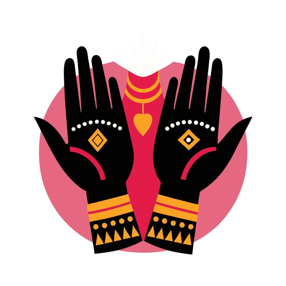 Elegant Black and White Praying Hands Design with Floral Elements vector