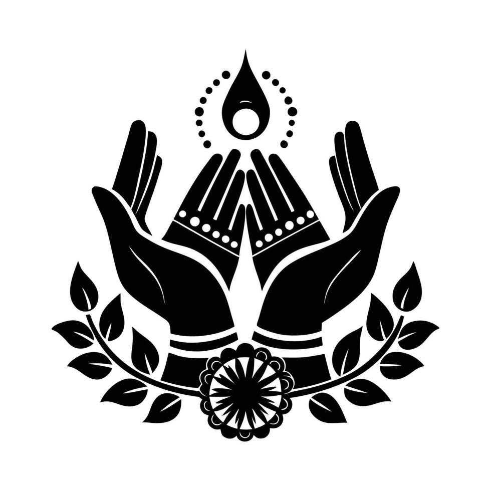 Spiritual Symbol of Guidance and Protection, Hands Holding a Mosque vector
