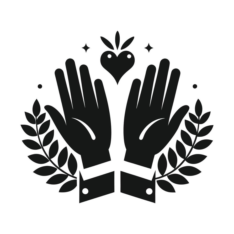 Spiritual Lotus Flower Symbol with Uplifted Hands vector