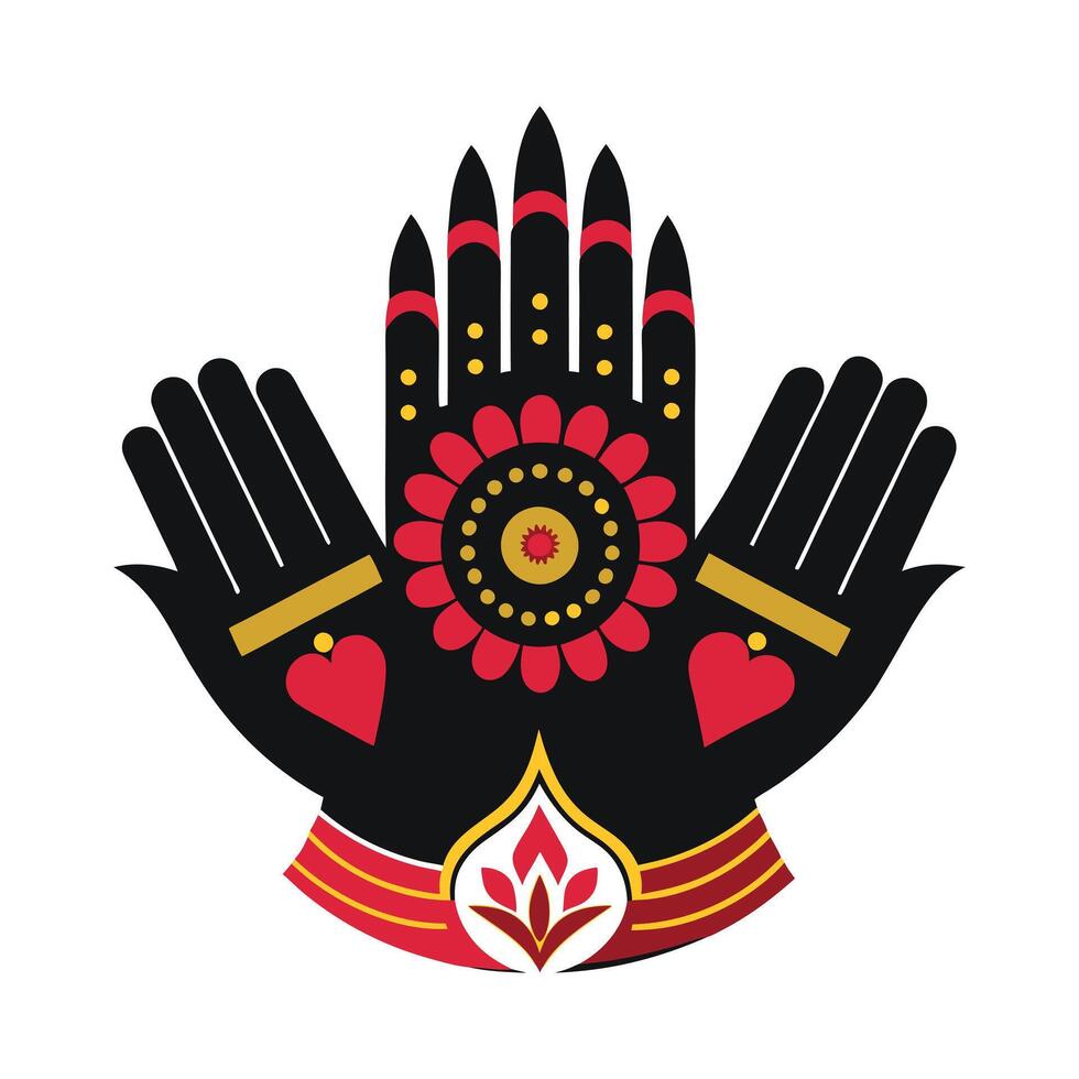 Prayerful Hands in Ornate Circle Design vector