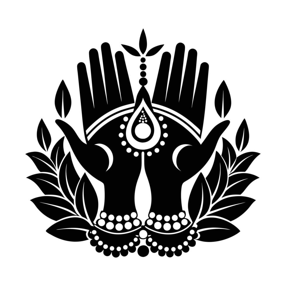 Elegant Floral Design Held in Hands, Perfect for Wellness Brands vector