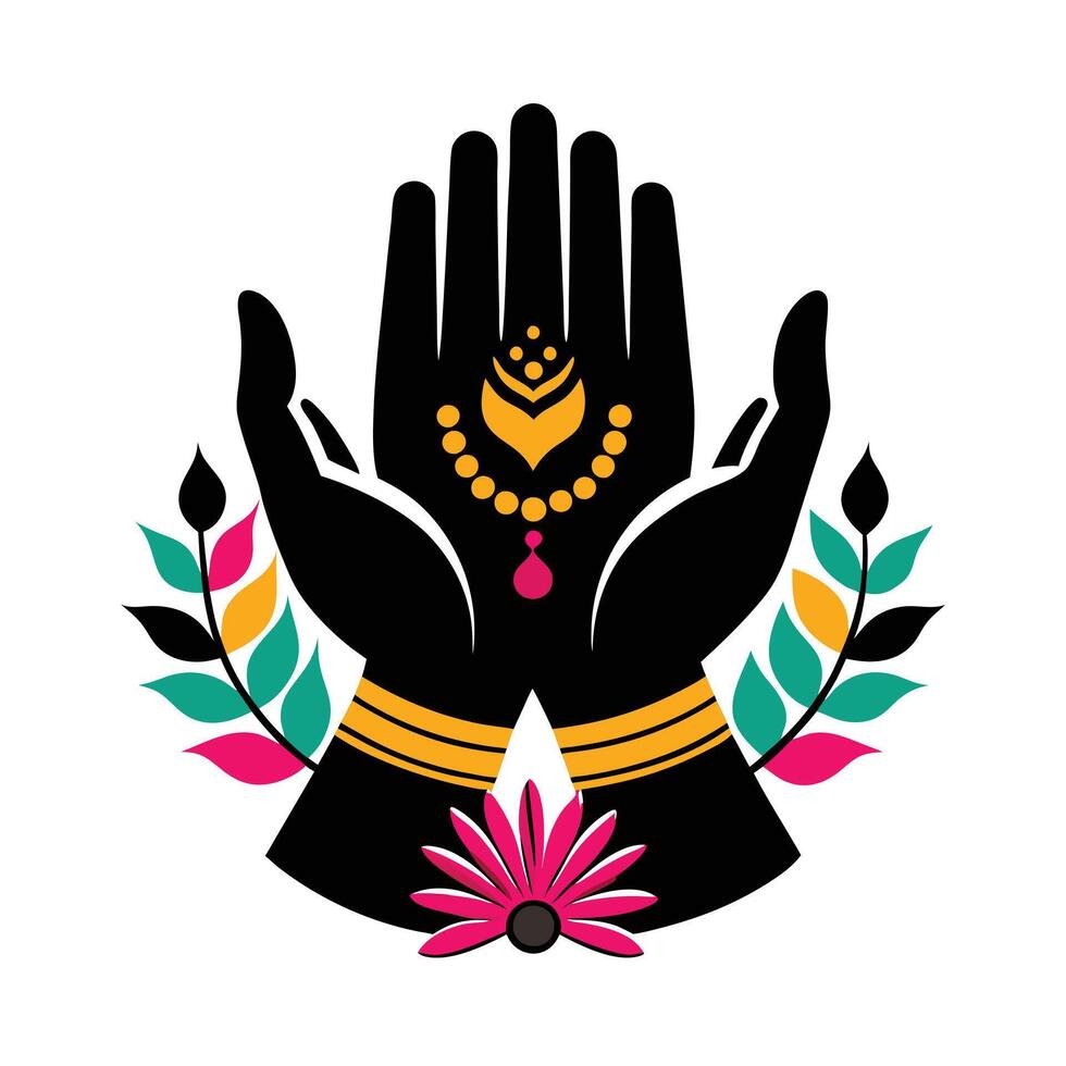 Mystical hands with celestial design, perfect for spiritual or occult-themed projects. vector