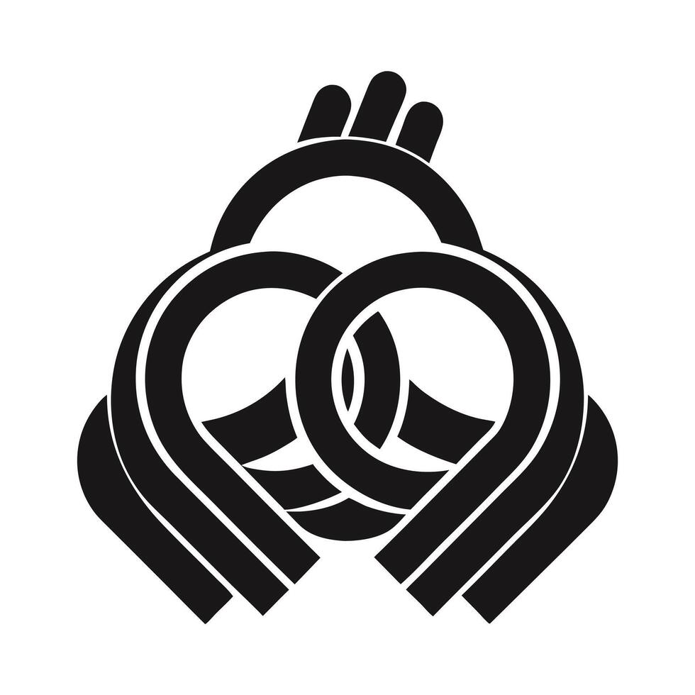 Elegant Black and White Design of Praying Hands with Floral Accents vector