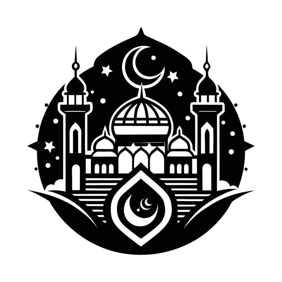 illustration of a mosque at night. vector