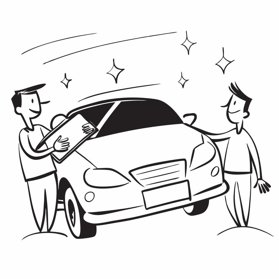 Young man inspecting a car concept as High resolution image of a young man inspecting a car for his first purchase with a glossy backdrop highlighting the careful consideration and Dynamic vector