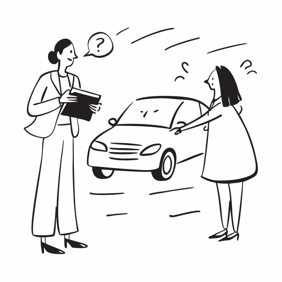 Young woman negotiating car price concept as High resolution image of a young woman negotiating the price for her first car with a glossy backdrop emphasizing confidence and savvy Dynamic vector