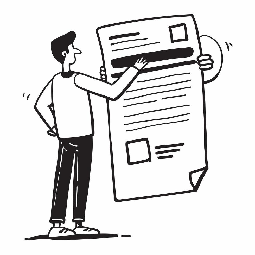 Young man checking car history report concept as High resolution image of a young man checking the history report of his first car with a glossy backdrop emphasizing diligence and Dynamic Set 2 vector