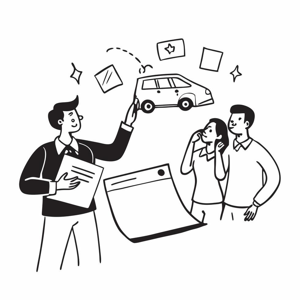 Young couple researching first car deals concept as High resolution image of a young couple researching deals for their first car with a glossy backdrop highlighting the excitement Dynamic Set 2 vector