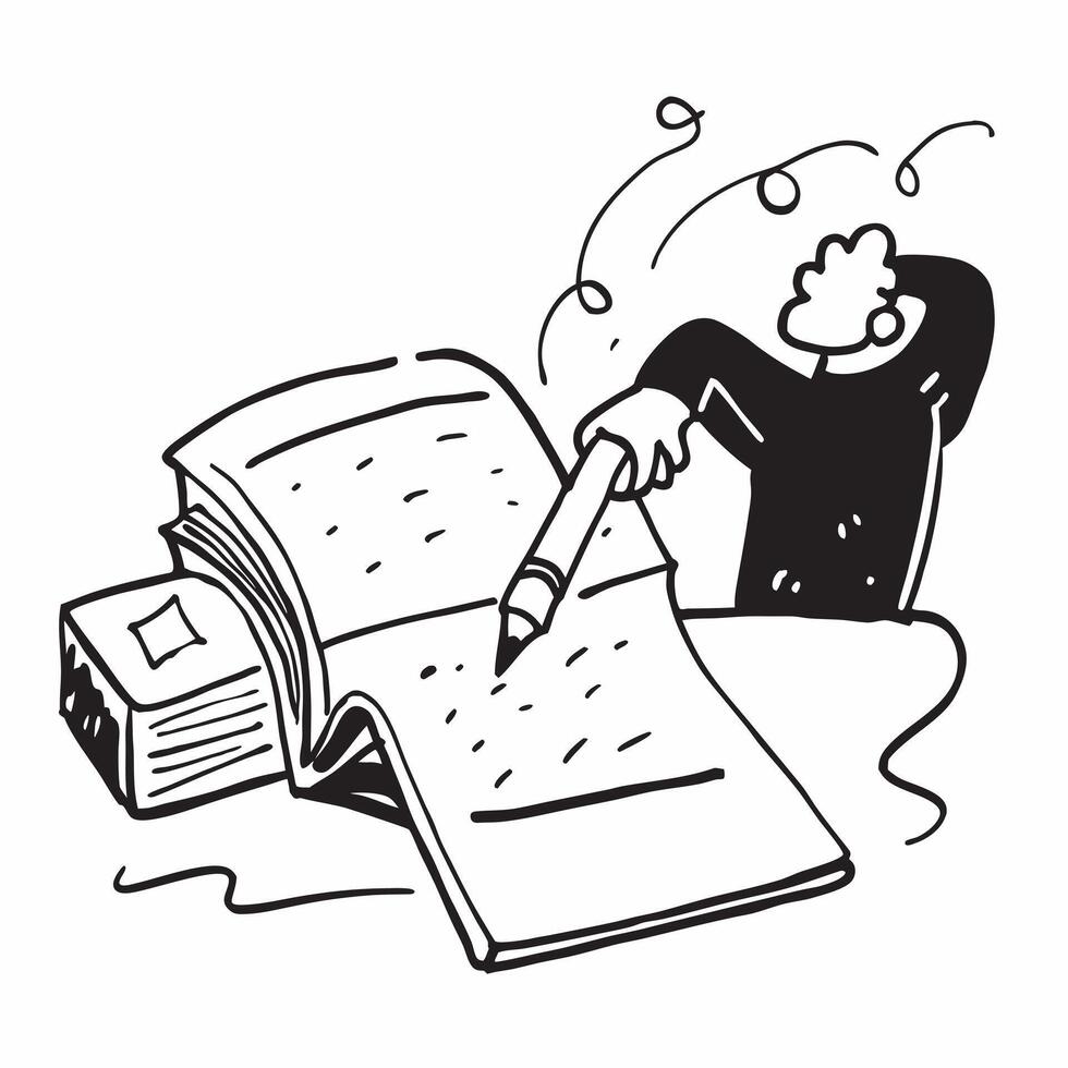 Writer working late into the night on a manuscript concept as A dedicated writer works late into the night on a manuscript illustrating creativity and persistence Ideal for litera Dynamic vector