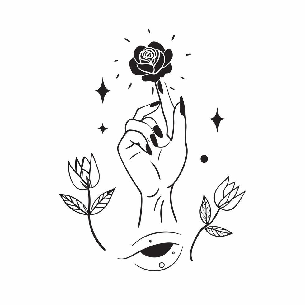 Womans silhouette with a wilting rose concept as A womans silhouette blended with a wilting rose symbolizing the delicate and bittersweet nature of farewells Ideal for emotional a Dynamic vector