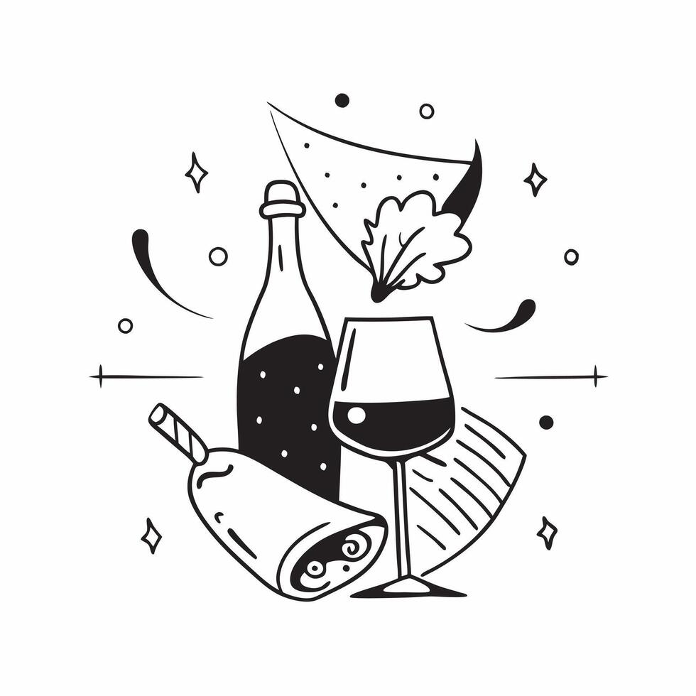 Wine pairing with picnic concept as High resolution image of a wine pairing with a picnic with a glossy backdrop highlighting the casual and enjoyable experience of pairing wine wi Dynamic Set 2 vector
