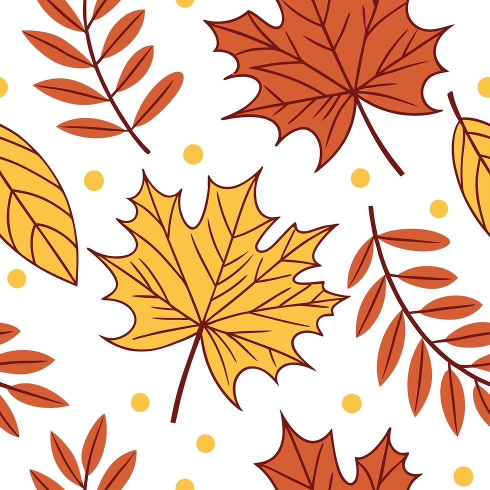 Warm autumn leaf collage seamless tile pattern with mixed foliage and rich colors concept as Mixed autumn foliage in rich colors create a warm leaf collage seamless tile pattern fo Dynamic vector