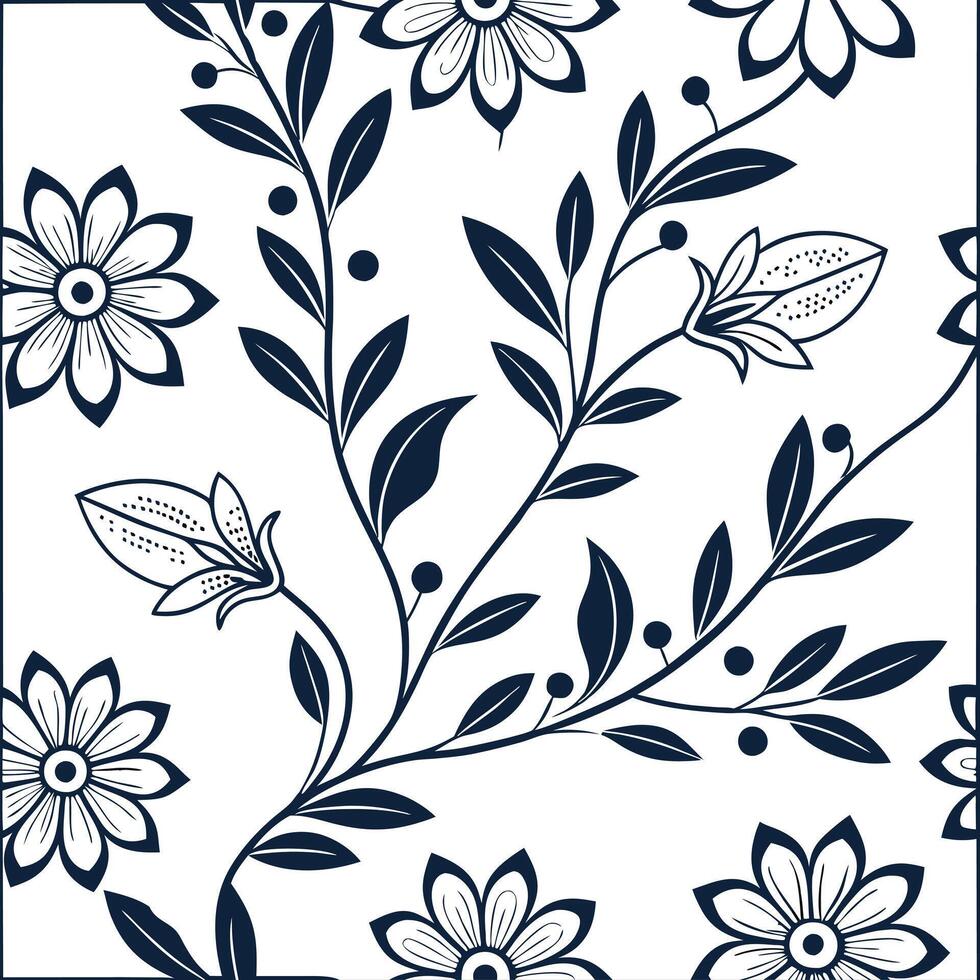 Vintage embroidery seamless tile pattern intricate stitches floral motifs isolated white background perfect for home textiles concept as Creating seamless tile pattern featuring vi Dynamic Set 2 vector