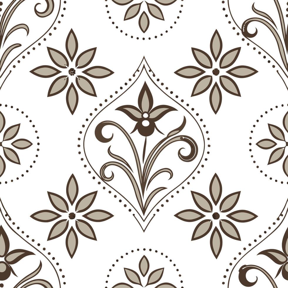 Vintage embroidery seamless tile pattern intricate stitches floral motifs isolated white background perfect for home textiles concept as Creating seamless tile pattern featuring vi Dynamic Set 5 vector