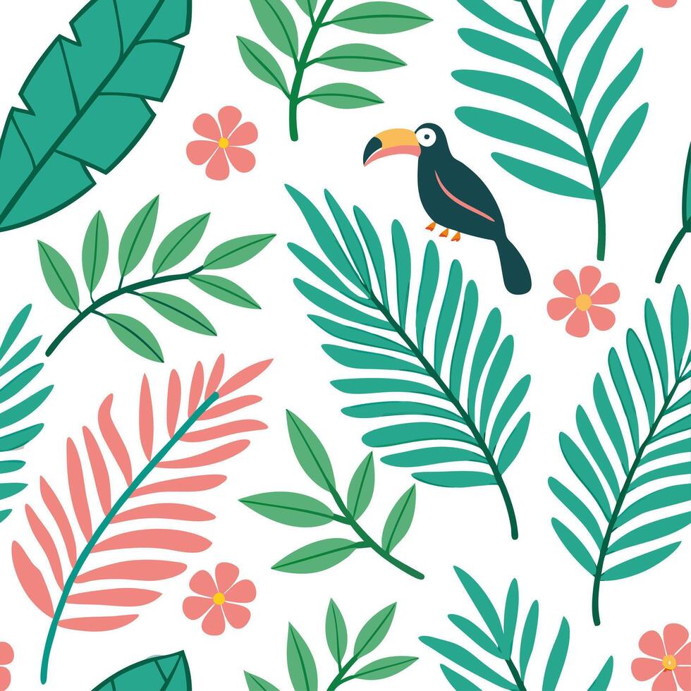 Vibrant regional flora and fauna seamless tile pattern with lush green and colorful accents concept as Lush green and colorful accents showcase vibrant regional flora and fauna in Dynamic vector