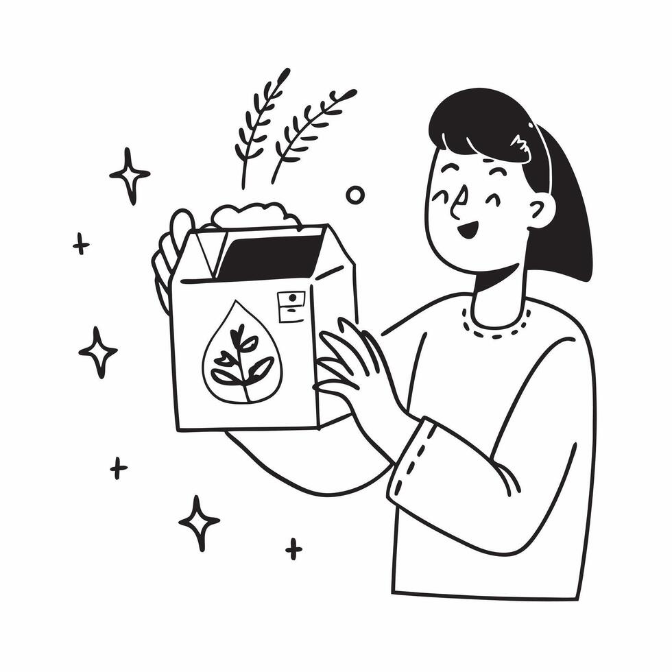 Vegan activist promoting a mockup plant based food box concept as A vegan activist promotes a mockup plant based food box emphasizing ethical eating and sustainability Perfect for Dynamic vector