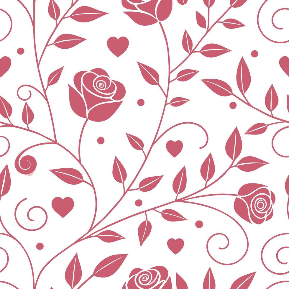 Valentines Day romantic seamless tile pattern with hearts roses love letters and delicate pink hues concept as Romantic Valentines Day motifs with hearts roses and love letters cre Dynamic vector