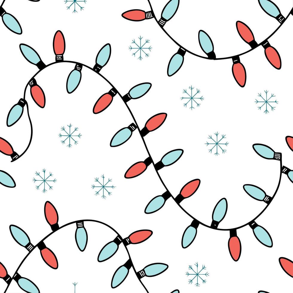Twinkling fairy lights and snowflakes seamless tile pattern with festive sparkle concept as Twinkling fairy lights intertwined with snowflakes create a seamless tile pattern with f Dynamic vector