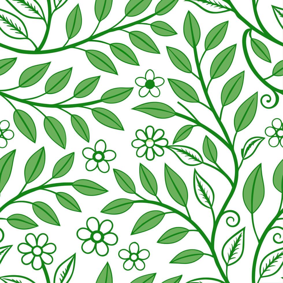 Textured spring garden seamless pattern with greenery and vines for a lush nature inspired theme concept as Seamless greenery and vine elements arranged for a lush spring garden lo Dynamic vector