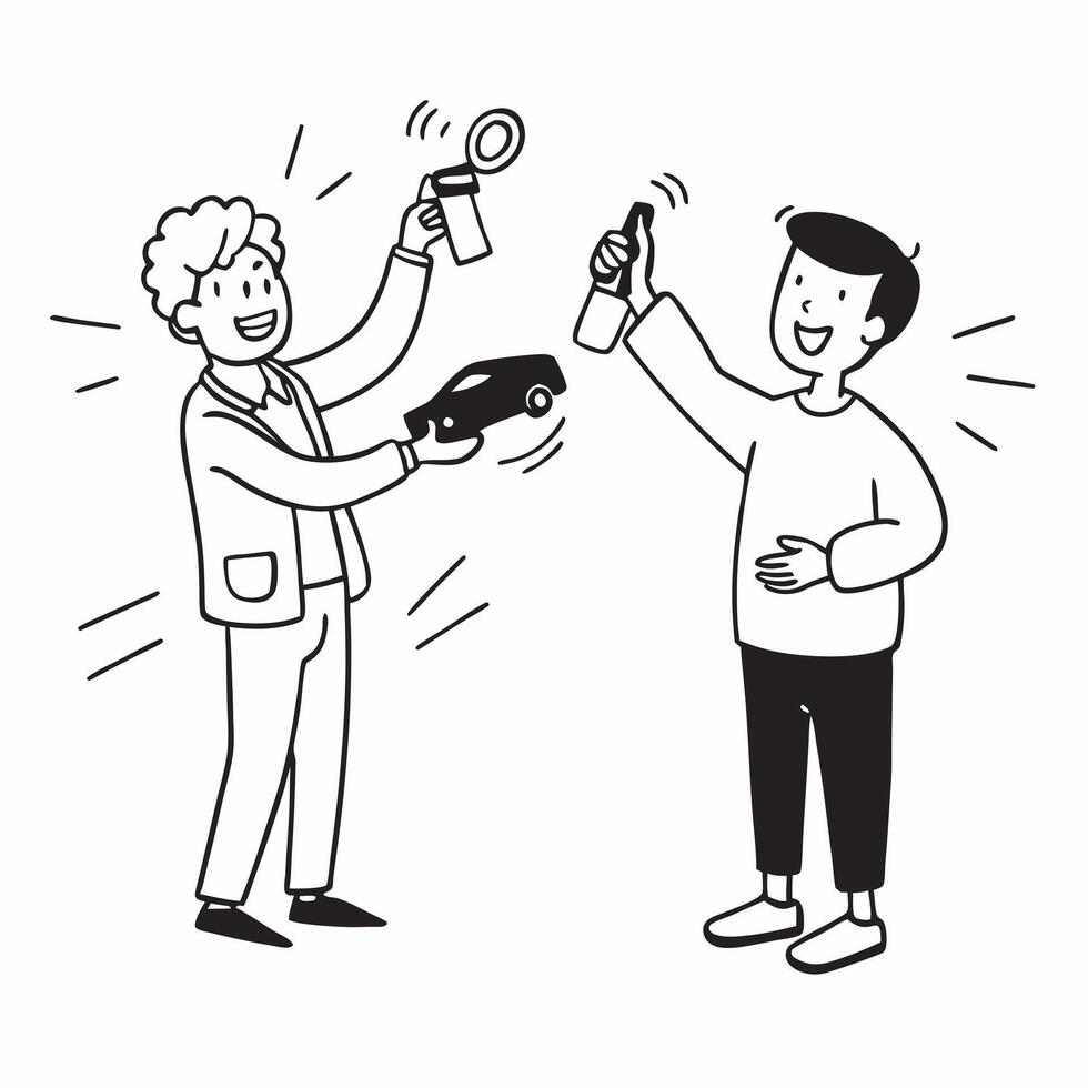 Teen excitedly receiving car keys concept as High resolution image of a teen excitedly receiving the keys to their first car with a glossy backdrop capturing the joy and milestone Dynamic vector