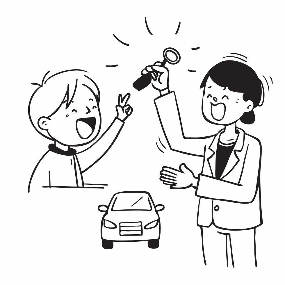 Teen excitedly receiving car keys concept as High resolution image of a teen excitedly receiving the keys to their first car with a glossy backdrop capturing the joy and milestone Dynamic Set 2 vector