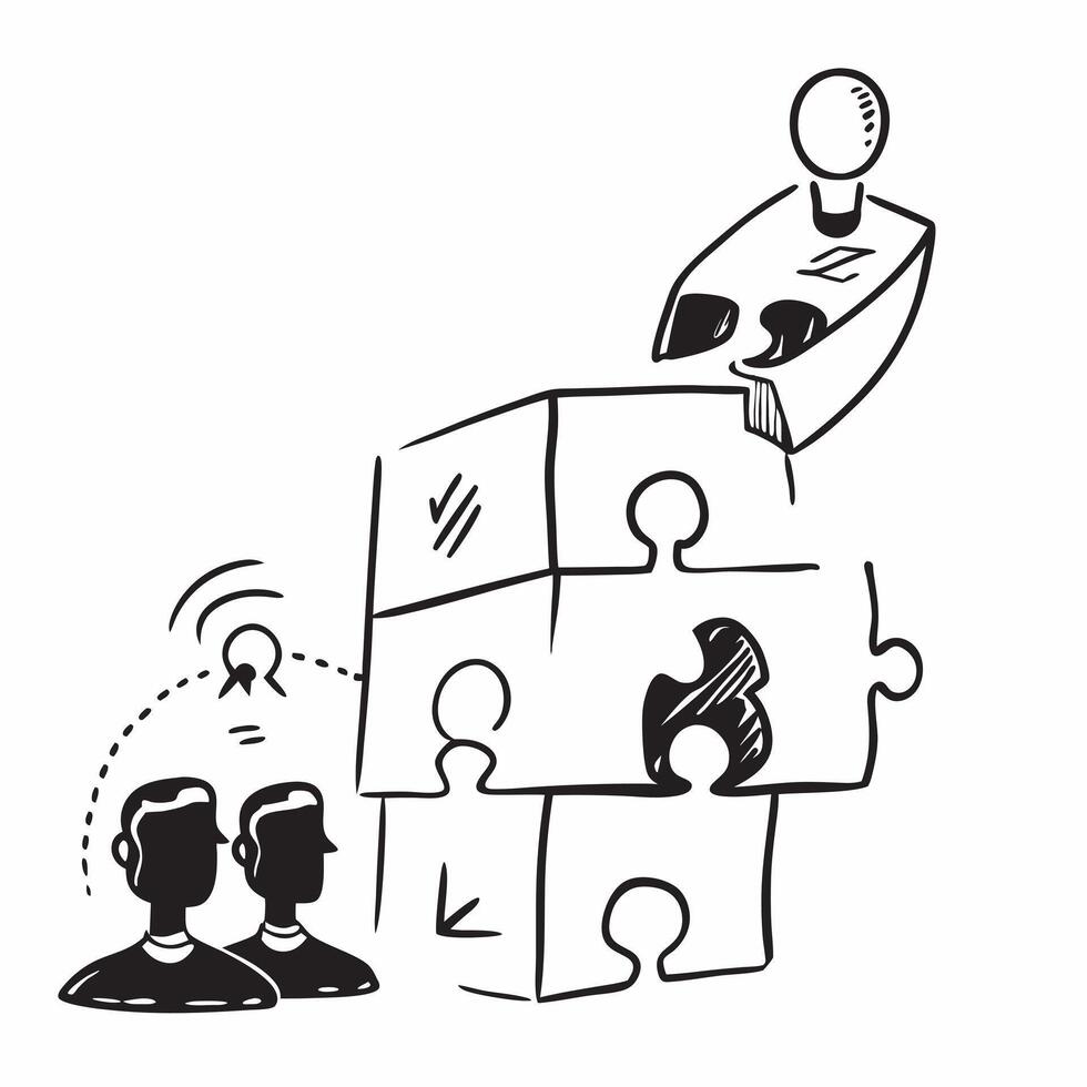 Team leader with puzzle pieces concept as A team leaders profile combined with puzzle pieces symbolizing management coaching and team building Perfect for teamwork and corporate a Dynamic vector