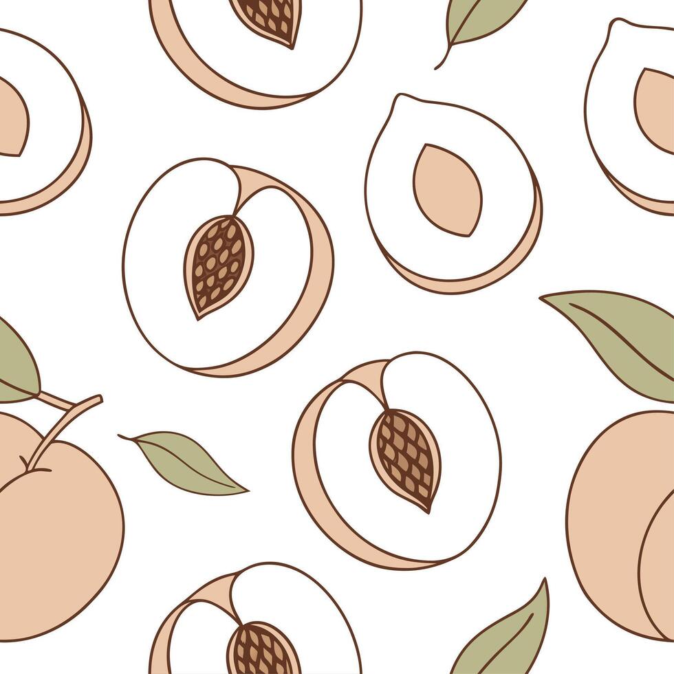 Sweet peach and nectarine seamless tile pattern with soft pastel colors for a mellow summer vibe concept as Soft pastel peaches and nectarines create a seamless tile pattern bringi Dynamic vector
