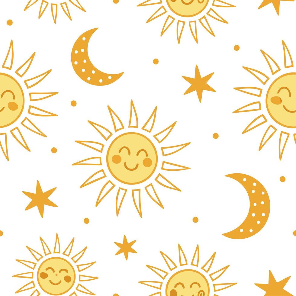 Summer sun seamless tile pattern with sun motifs and light yellow gradients for a fresh cheerful home concept as Sun motifs and light yellow gradients in a seamless pattern for bri Dynamic vector