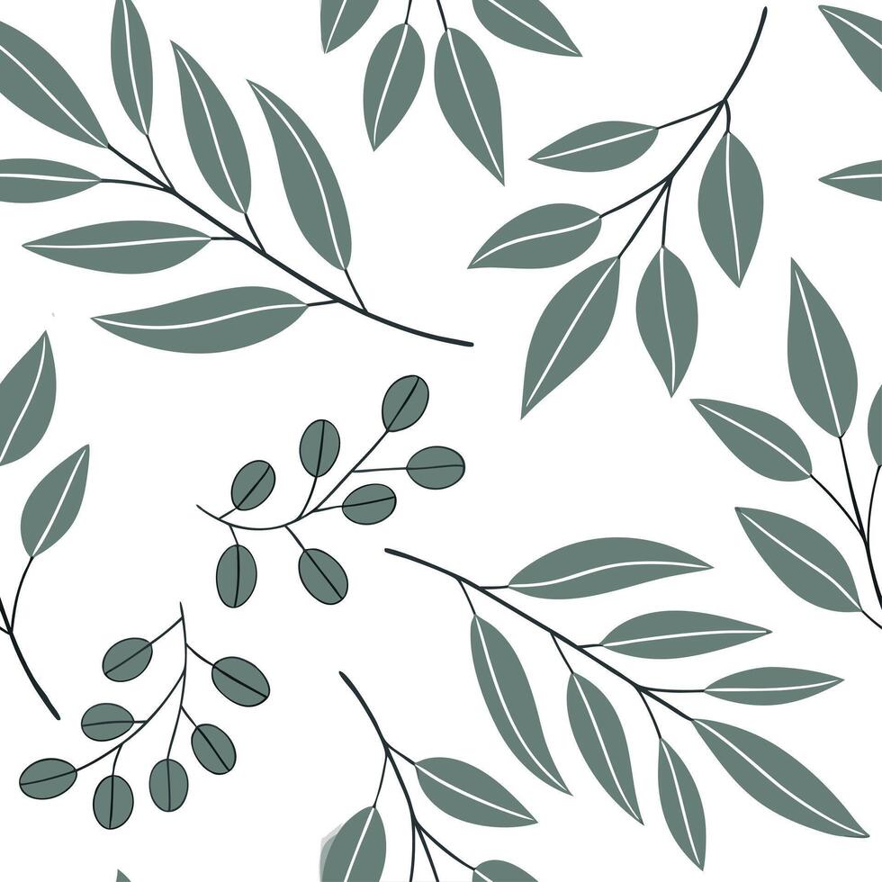 Subtle summer leaves seamless pattern with eucalyptus and olive branches for soft calming spaces concept as Soft eucalyptus and olive branches seamlessly arranged for a calming gen Dynamic vector