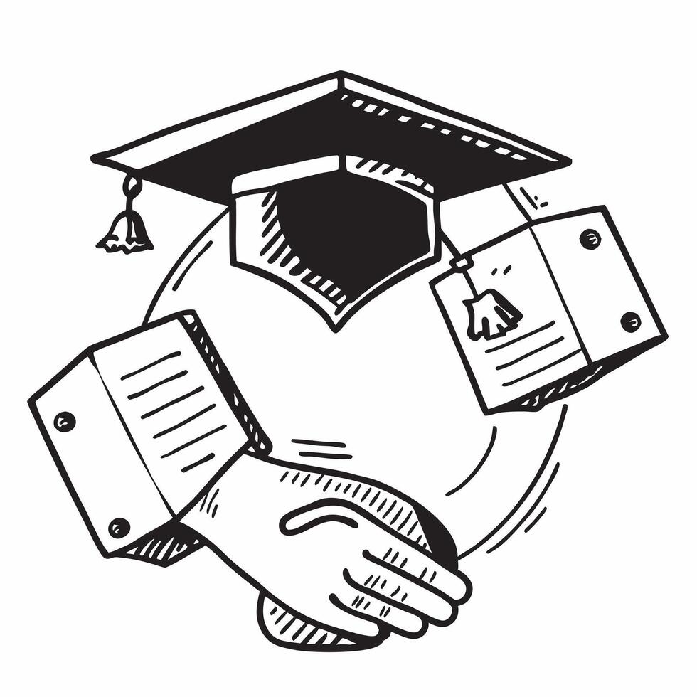 Students profile with a graduation cap concept as A students profile merged with a graduation cap representing the bittersweet farewell of graduation and new opportunities Perfect Dynamic vector