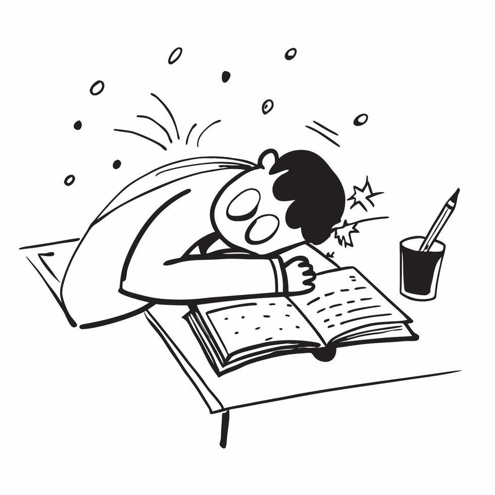 Student studying late at night in a library concept as A dedicated student studies late into the night in a library emphasizing hard work and perseverance Perfect for education an Dynamic vector