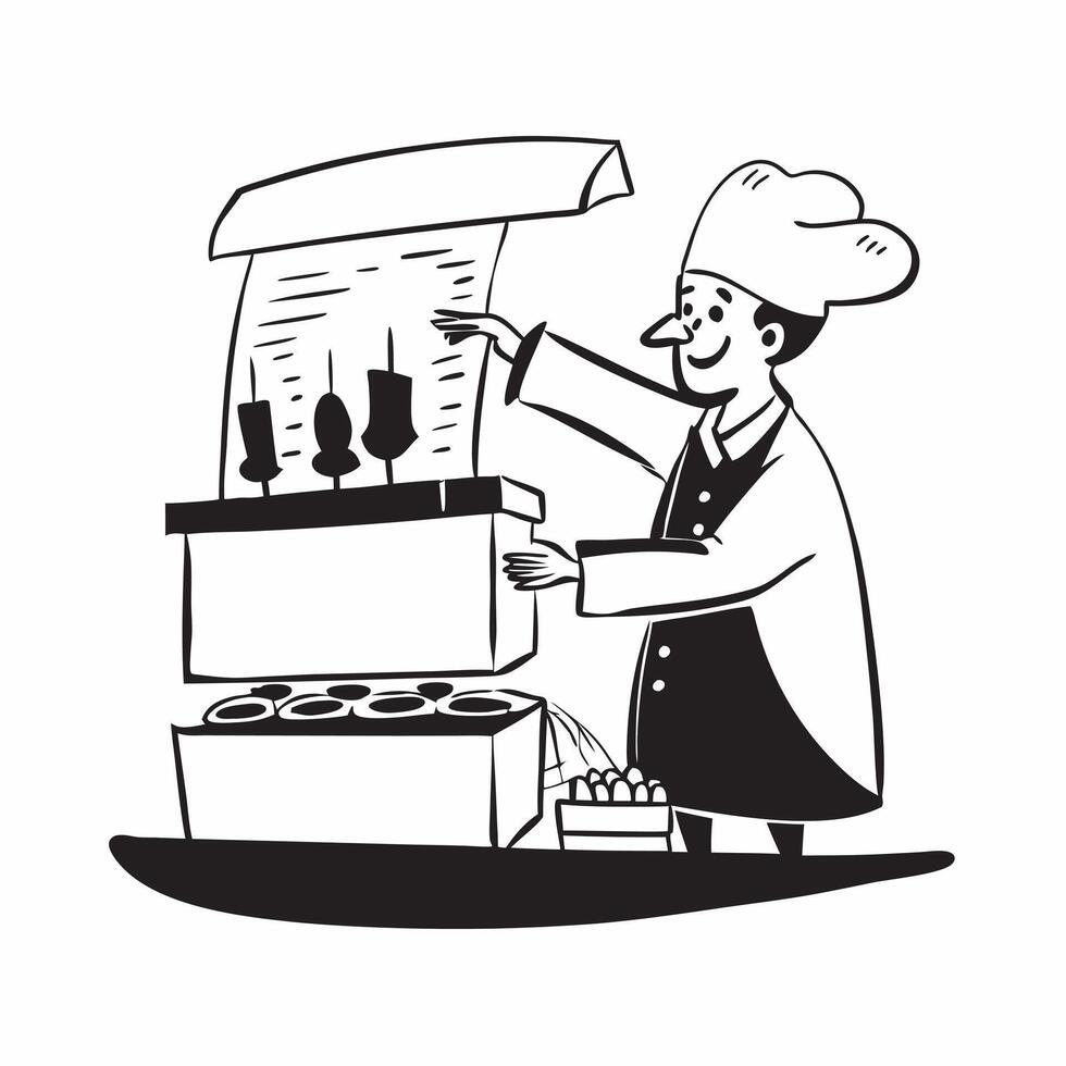 Street food vendor at night concept as High resolution image of a street food vendor serving customers at night with a glossy backdrop capturing the vibrant nightlife of street foo Dynamic vector