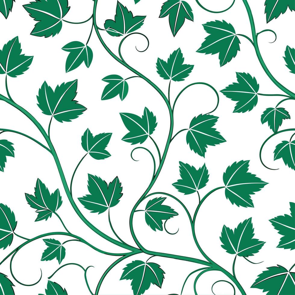 Spring vine and leaf seamless tile pattern with lush greenery symbolizing the natural rebirth of spring concept as Lush green vines and leaves create a seamless spring tile pattern Dynamic vector