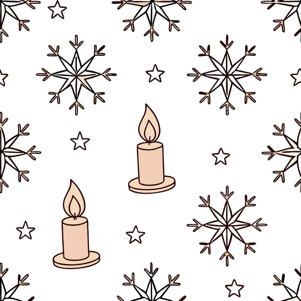 Sparkling snowflake and candlelight seamless tile pattern with warm winter glow concept as Sparkling snowflakes and warm candlelight create a seamless tile pattern with a cozy wint Dynamic vector