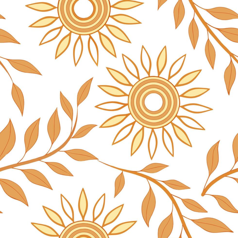 Soothing summer sun seamless tile pattern with golden yellow and soft orange for relaxing interiors concept as Golden yellow and soft orange arranged in a seamless pattern to creat Dynamic vector