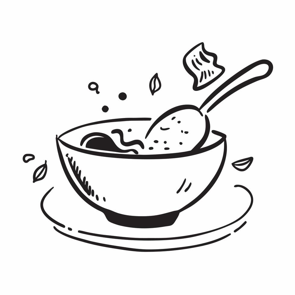 Soup bowl and spoon icon with ample space for text and graphics concept as An iconographic soup bowl and spoon design offering ample space for both text and graphics perfect for il Dynamic vector