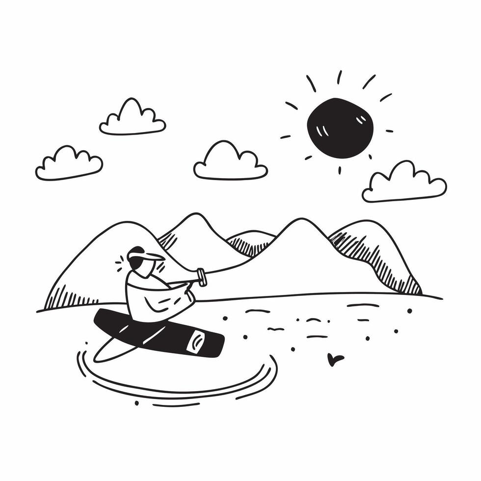 Solo traveler enjoying a cool morning at a serene lake concept as High resolution image of a solo traveler enjoying a cool morning at a serene lake to escape the heat capturing pea Dynamic vector