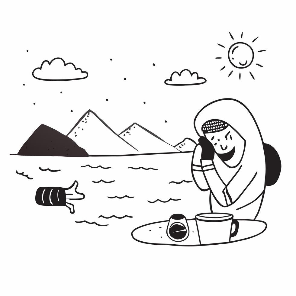 Solo traveler enjoying a cool morning at a serene lake concept as High resolution image of a solo traveler enjoying a cool morning at a serene lake to escape the heat capturing pea Dynamic Set 2 vector