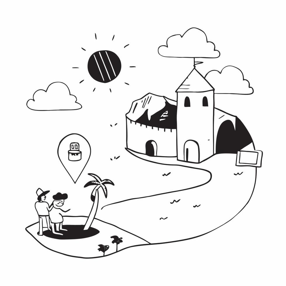 Solo traveler exploring a charming coastal village concept as High resolution image of a solo traveler exploring a charming coastal village to escape the heat highlighting adventur Dynamic Set 2 vector