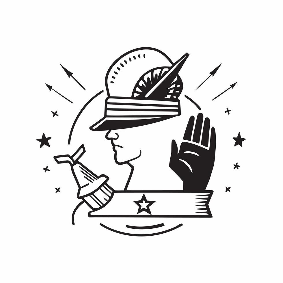 Soldiers profile with a battlefield concept as A soldiers profile merged with a battlefield symbolizing the solemnity of farewells and the weight of duty Perfect for military and Dynamic vector