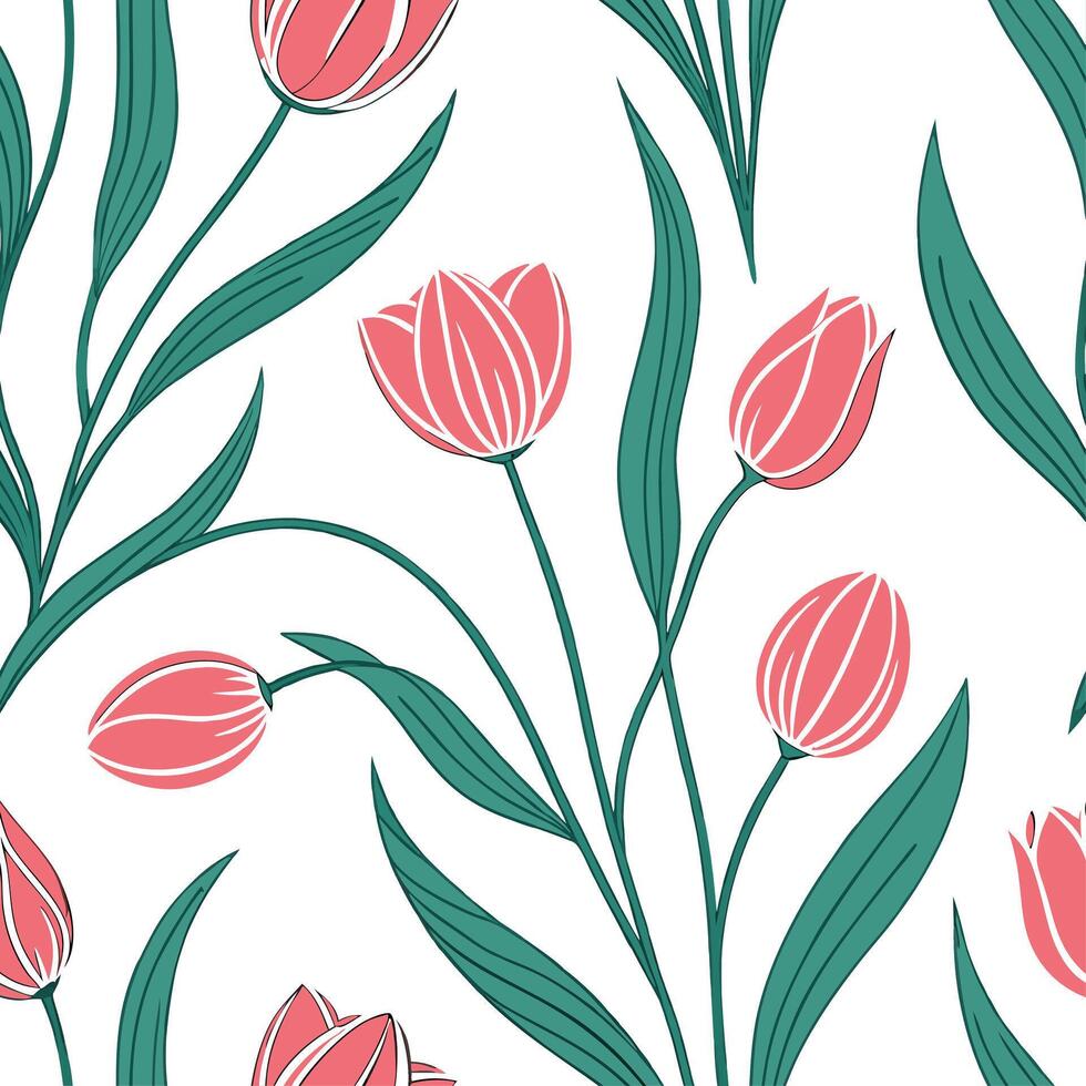 Soft spring sunshine and blooming tulips seamless tile pattern with pastel colors and fresh energy concept as Pastel colored blooming tulips and soft spring sunshine create a seaml Dynamic vector
