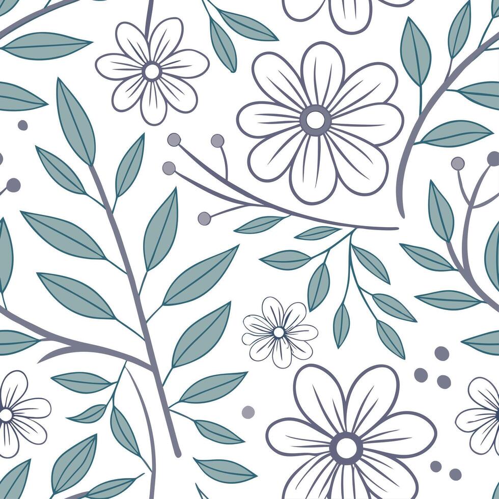 Soft pastel seamless tile pattern with delicate flowers and leafy accents for a calming garden look concept as Delicate flowers and leafy accents arranged seamlessly in soft pastel Dynamic vector