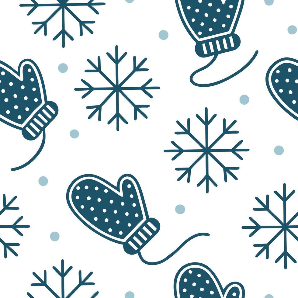 Snowflake and mittens seamless tile pattern with cozy winter elements and soft hues concept as Cozy winter elements like mittens paired with snowflakes create a seamless tile patte Dynamic vector