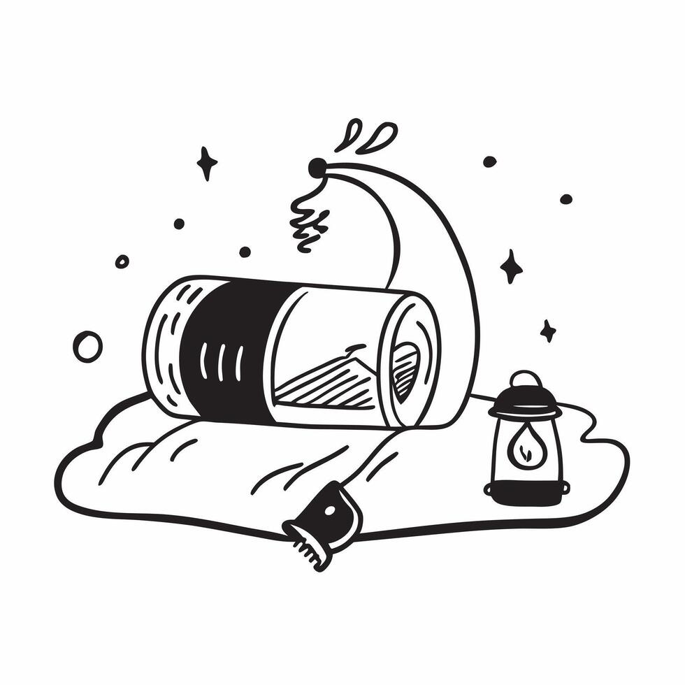 Sleeping bag and lantern icon with copy space for outdoor presentations concept as A visually appealing sleeping bag and lantern icon with copy space designed to enhance outdoor pr Dynamic vector