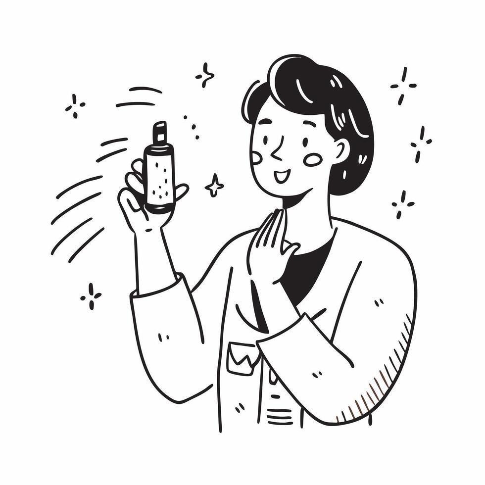 Skincare ambassador holding a mockup serum bottle concept as A skincare ambassador holds a mockup serum bottle showcasing the product with confidence and style Perfect for cosmeti Dynamic vector