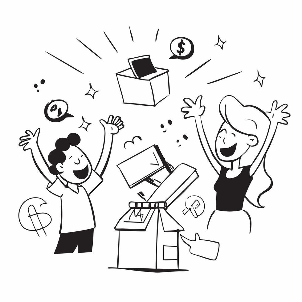 Shoppers excited about quarterly sale finds concept as High resolution image of shoppers excited about quarterly sale finds with a glossy backdrop highlighting the joy and satisfac Dynamic vector