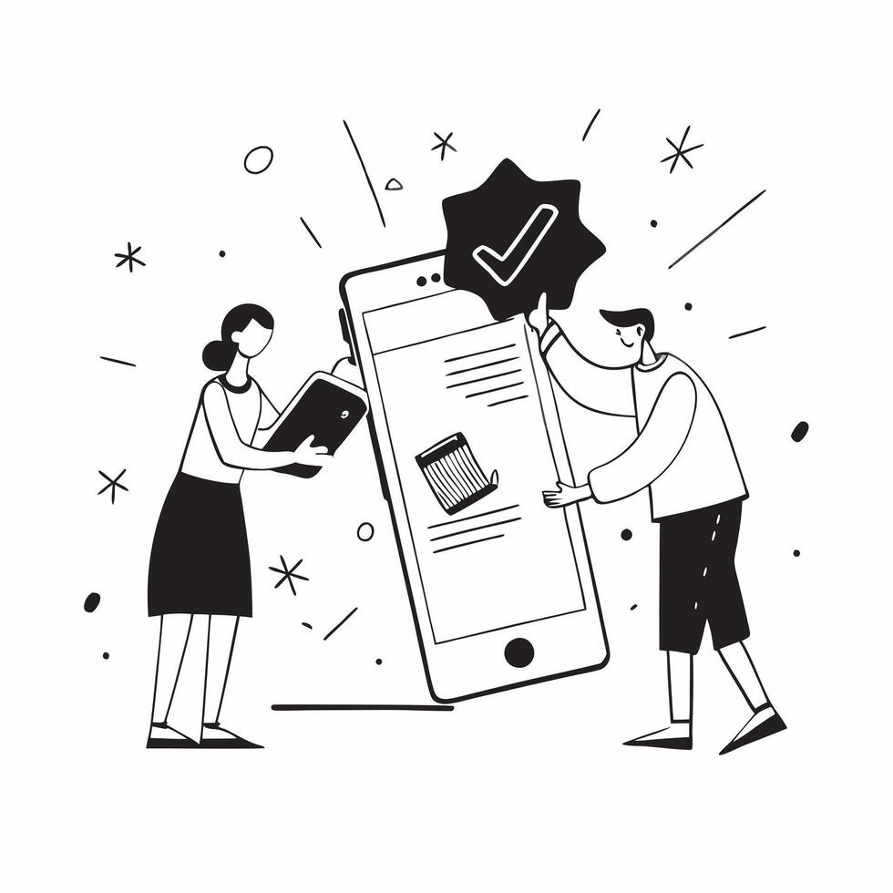 Shoppers using a summer sale app concept as High resolution image of shoppers using a summer sale app with a glossy backdrop highlighting the convenience and efficiency of finding Dynamic Set 2 vector