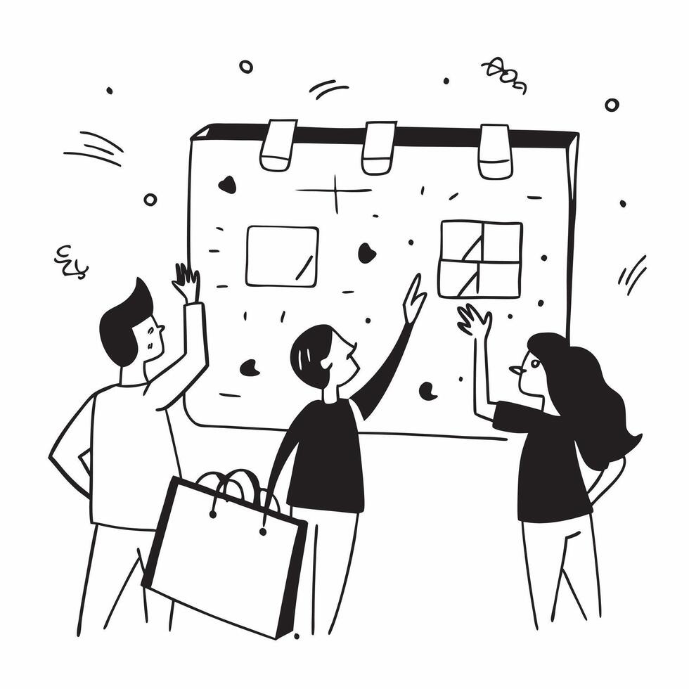 Shoppers browsing quarterly sale displays concept as High resolution image of shoppers browsing quarterly sale displays with a glossy backdrop capturing the variety and excitement Dynamic vector