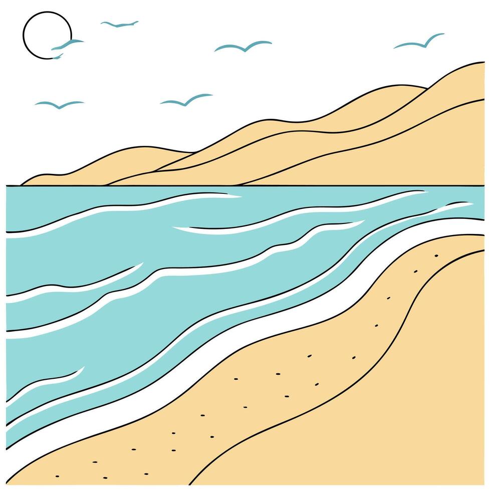 Serene beach waves seamless tile pattern with gentle rolling waves and soft golden sand concept as Gentle rolling waves meet soft golden sand in this serene seamless tile pattern c Dynamic vector